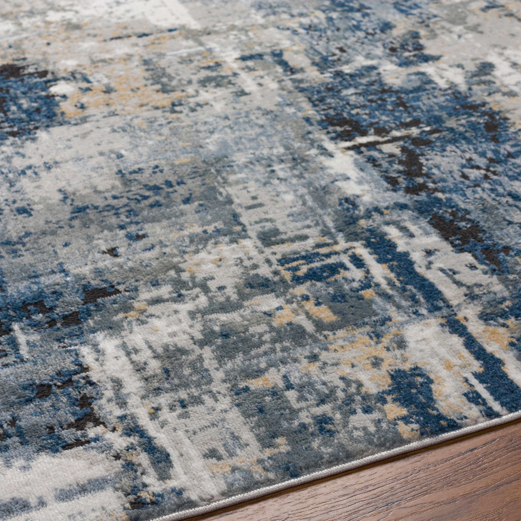 Campsall Gray&Blue Abstract Area Rug Hauteloom
