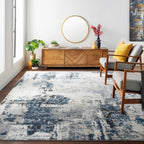 Campsall Gray&Blue Abstract Area Rug Hauteloom