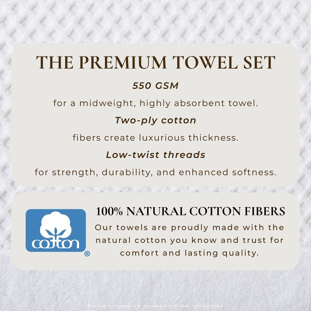 Cotton Diamond Waffle Weave Bath Towel Set - Grayson Collection