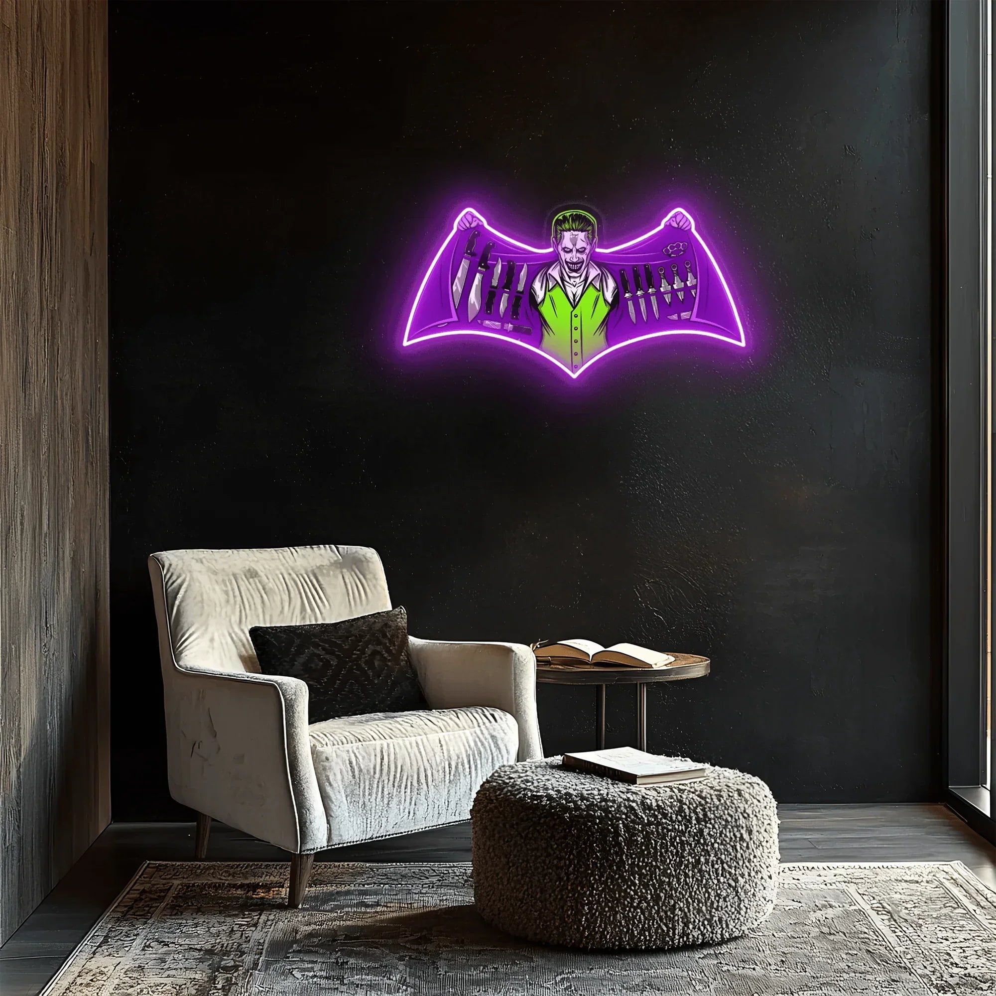 Joker Neon Sign, Uv Print Neon, Joker Uv Print Neon Sign, Neon Wall Art Peony Atelier