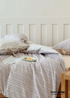 Josie Bow Tied Striped Bedding Set / Blue Ever Lasting