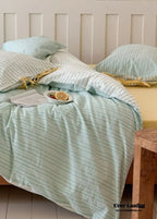 Josie Bow Tied Striped Bedding Set / Blue Ever Lasting