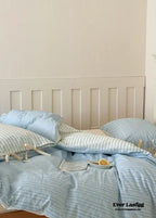 Josie Bow Tied Striped Bedding Set / Cream Ever Lasting