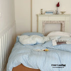 Josie Bow Tied Striped Bedding Set / Gray Ever Lasting