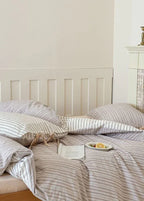 Josie Bow Tied Striped Bedding Set / Green Ever Lasting