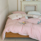 Josie Bow Tied Striped Bedding Set / Green Ever Lasting