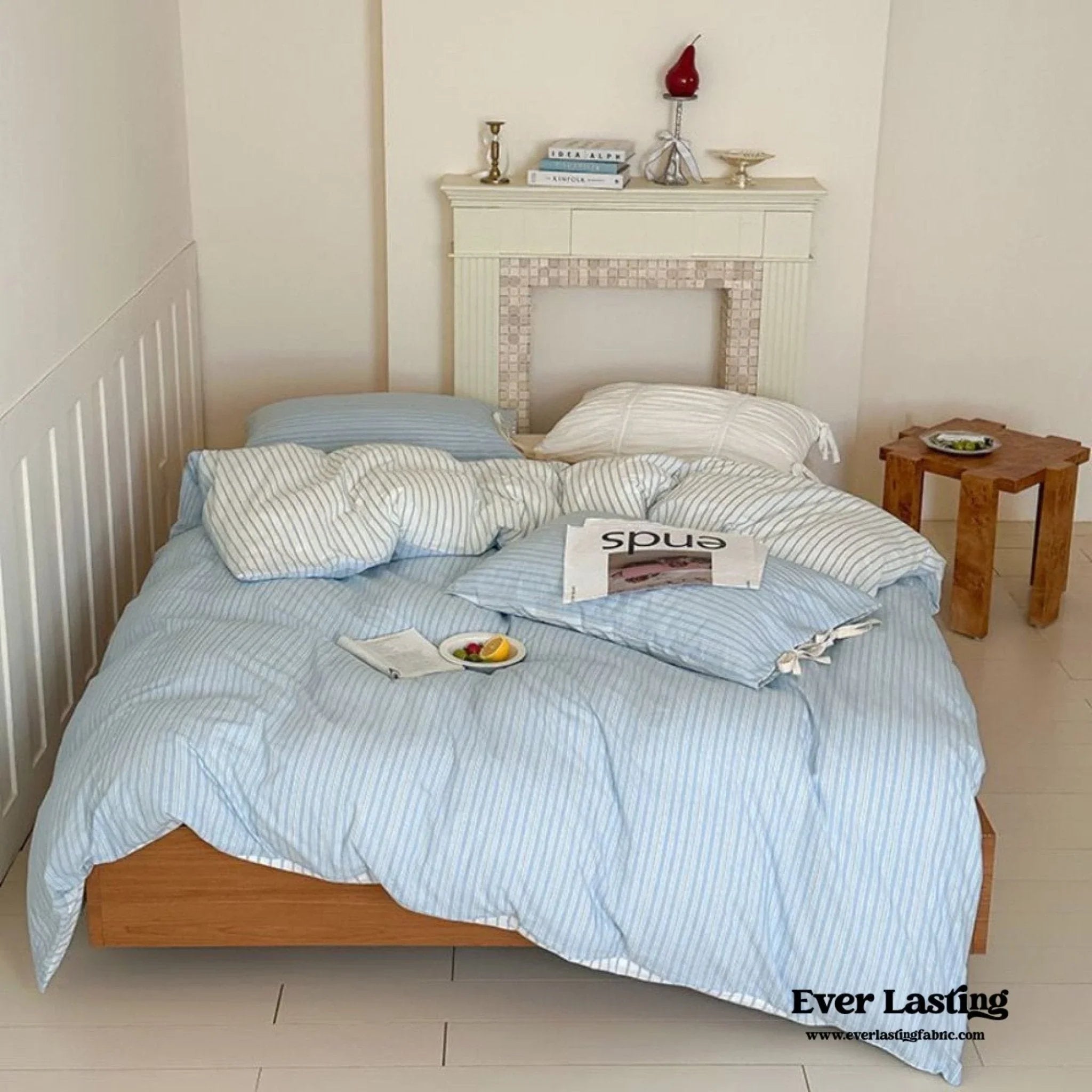 Josie Bow Tied Striped Bedding Set / Pink Ever Lasting