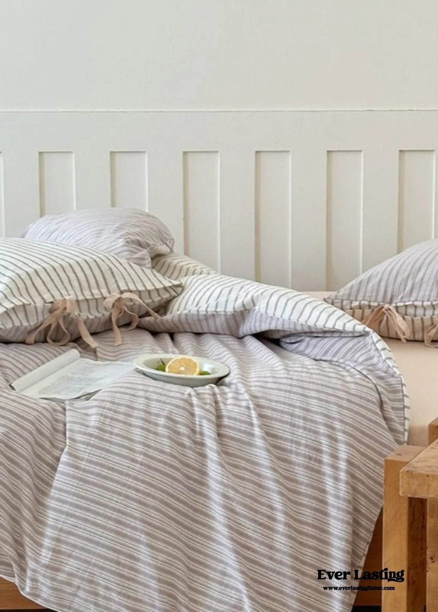 Josie Bow Tied Striped Bedding Set / Pink Ever Lasting