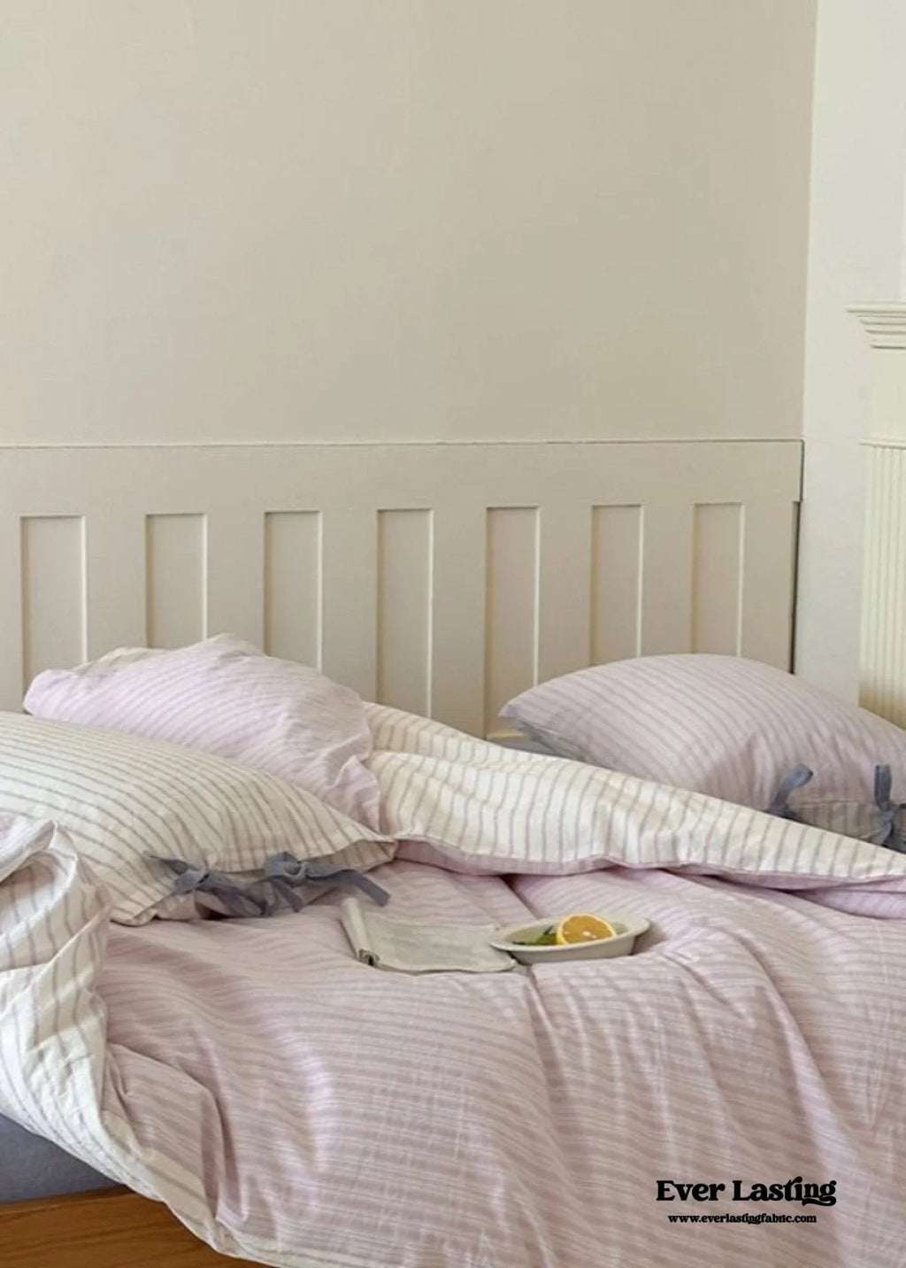 Josie Bow Tied Striped Bedding Set / Pink Ever Lasting