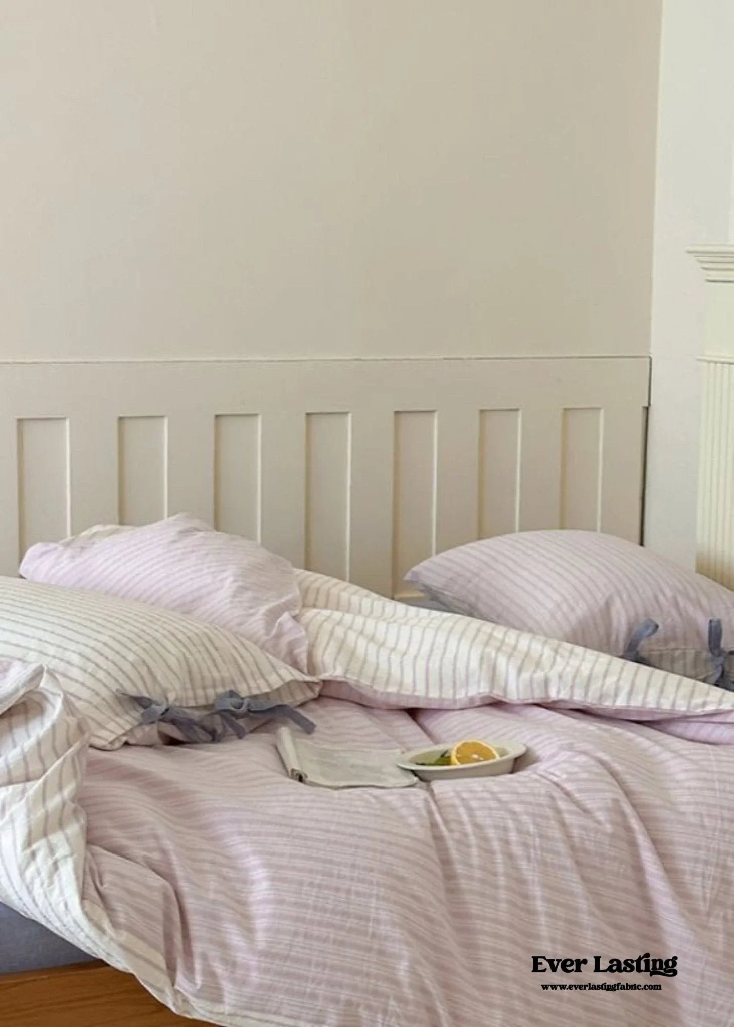 Josie Bow Tied Striped Bedding Set / Pink Ever Lasting