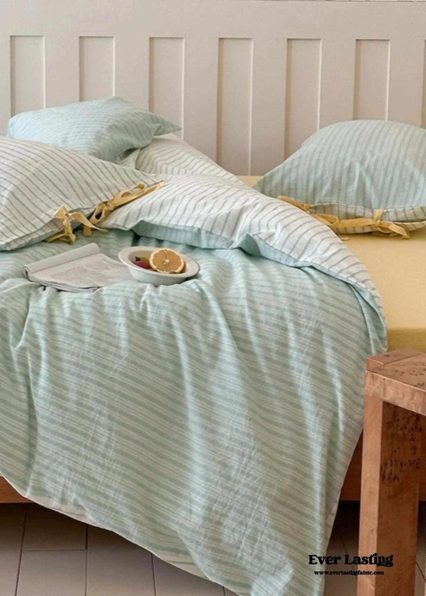 Josie Bow Tied Striped Bedding Set / Pink Ever Lasting
