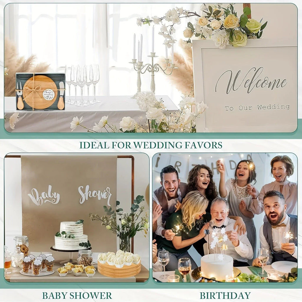 12 Sets Bridal Shower Baby Prizes Cheese Board Set Wood Round Mini Charcuterie Board with Knives And Forks Bulk Thank You Tags with Bridal Shower Gift Box for Guests Wedding Party Halloween Christmas House Of Avana