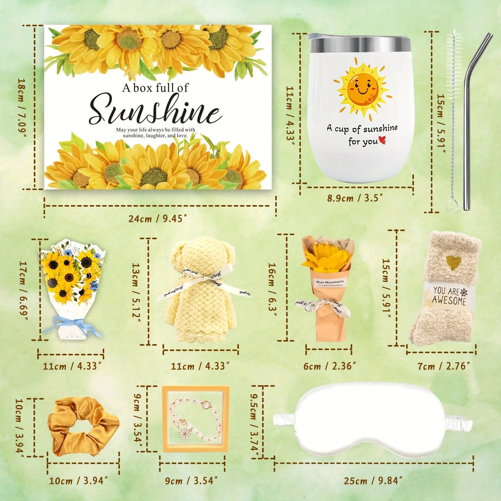 Ladies' Gift Basket, 13 Unique Birthday Gifts for Ladies, Best Friend Birthday And Christmas Gifts, Sunflower Bath Gift Basket Sends Sunshine Fuel Box for Sisterly Friendship - Light Up Her Day! House Of Avana
