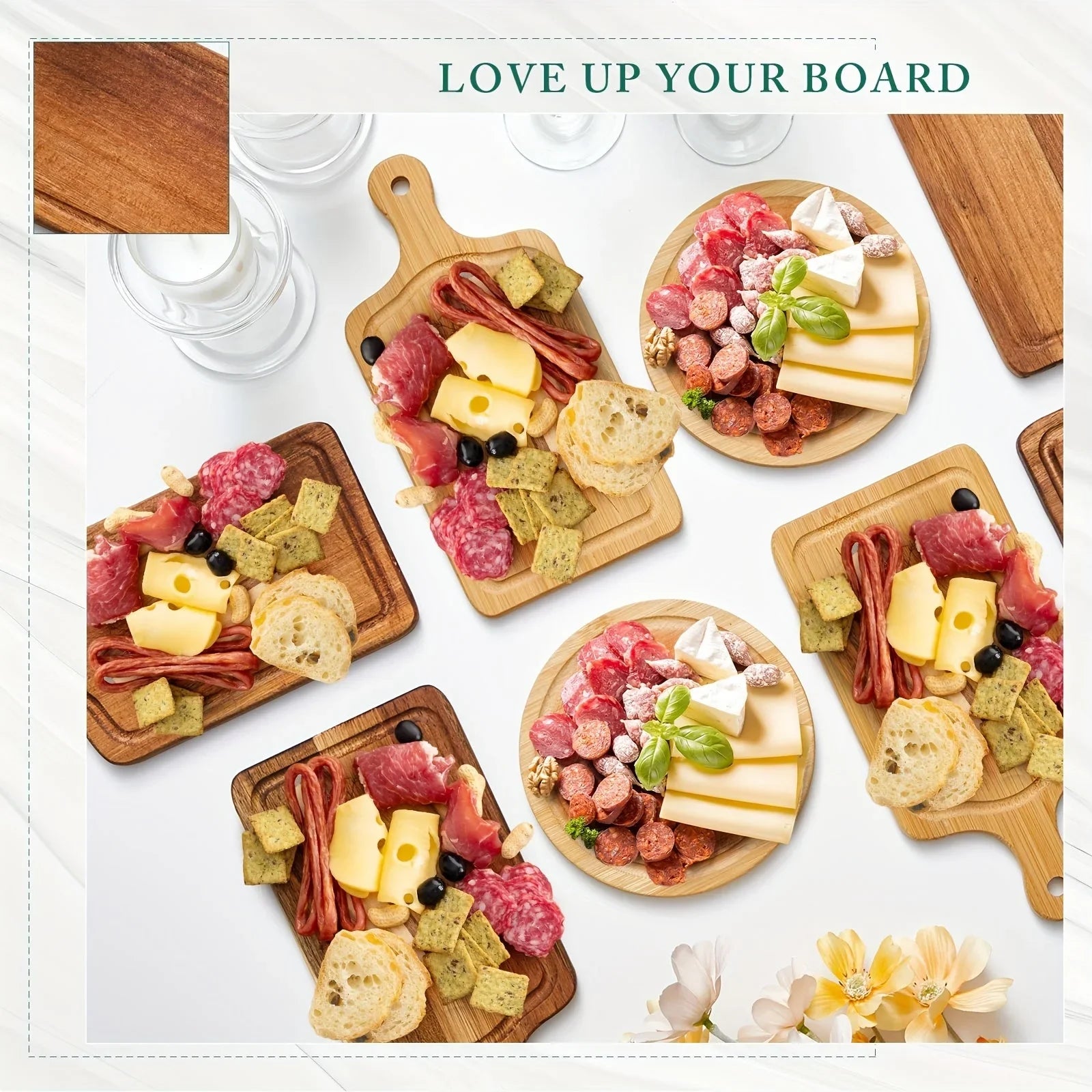 12 Sets Bridal Shower Baby Prizes Cheese Board Set Wood Round Mini Charcuterie Board with Knives And Forks Bulk Thank You Tags with Bridal Shower Gift Box for Guests Wedding Party (Acacia) House Of Avana