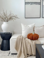 Jumbo Sherpa Orange Pumpkin Pillow Busa Designs
