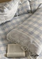June Lace Double Gauze Gingham Bedding Set / Brown Ever Lasting