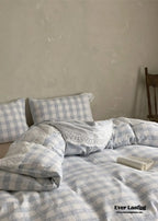 June Lace Double Gauze Gingham Bedding Set / Brown Ever Lasting