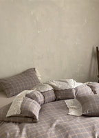 June Lace Double Gauze Gingham Bedding Set / Green Ever Lasting
