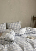 June Lace Double Gauze Gingham Bedding Set / Green Ever Lasting