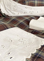 June Lace Double Gauze Gingham Bedding Set / Khaki Ever Lasting