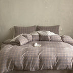 June Lace Double Gauze Gingham Bedding Set / Red Ever Lasting