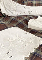 June Lace Double Gauze Gingham Bedding Set / Red Ever Lasting