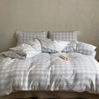 June Lace Double Gauze Gingham Bedding Set / Red Ever Lasting