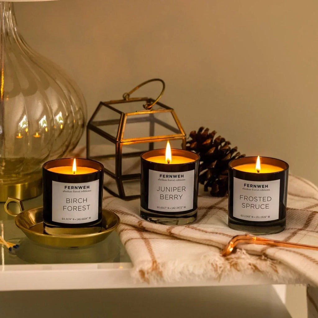 Juniper Berry Scented Soy Candle, side view - House Of Avana