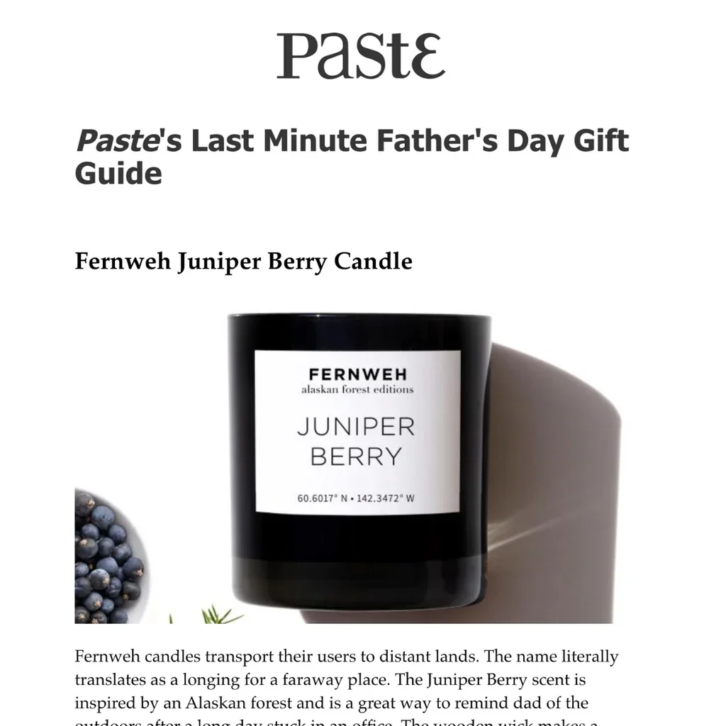 Juniper Berry Scented Soy Candle Fernweh Editions