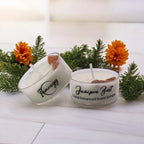 Clear glass tea light holder with white coconut-soy wax candle, crystal accent - House of Avana