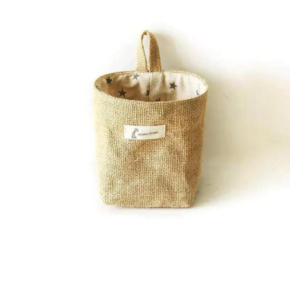Natural beige jute cotton hanging bag, eco-friendly storage - House of Avana