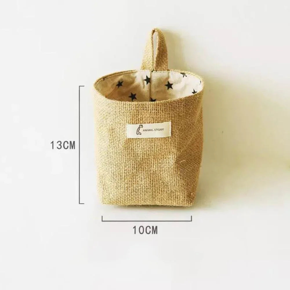 Natural beige jute cotton hanging bag, eco-friendly storage - House of Avana