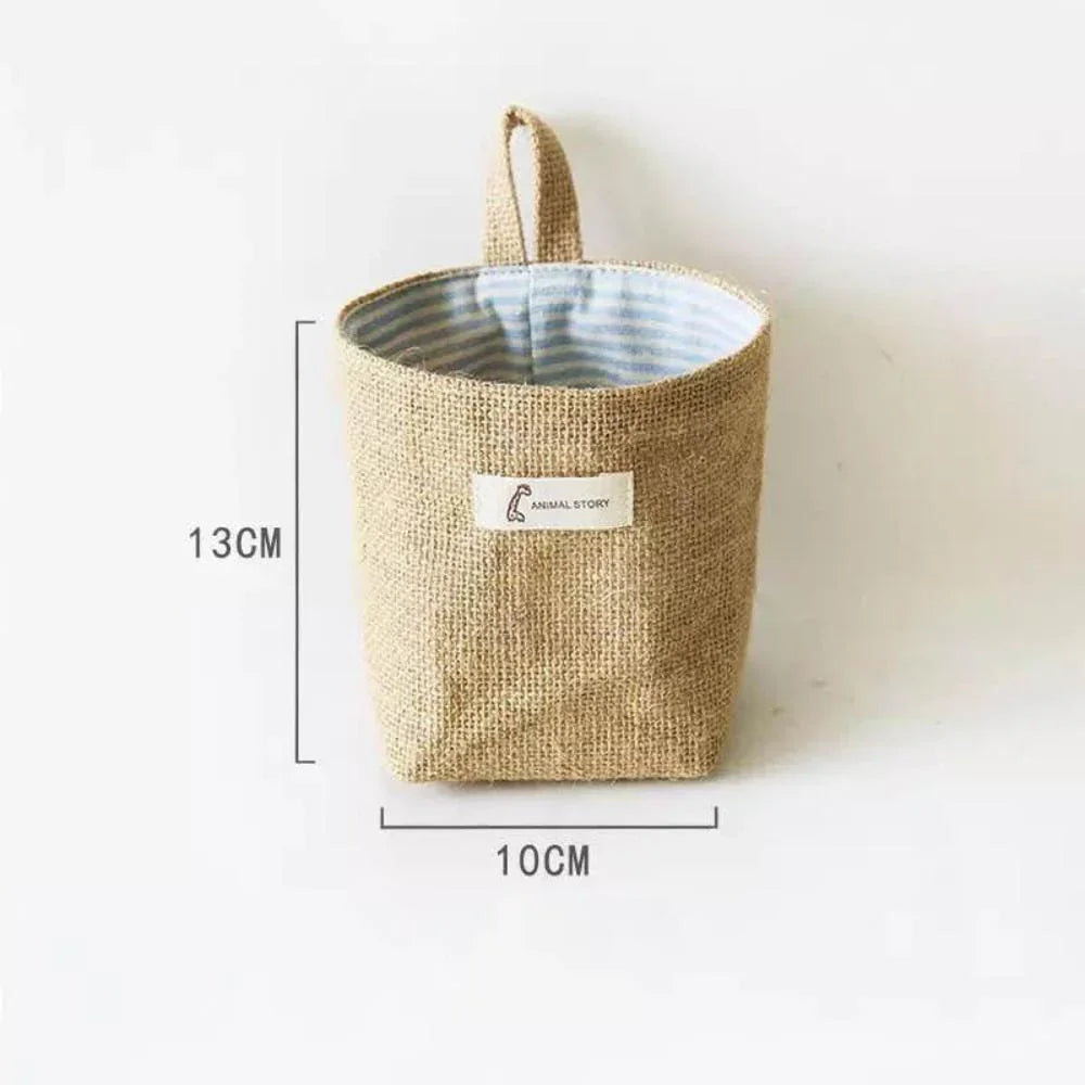 Natural beige jute cotton hanging bag, eco-friendly storage - House of Avana