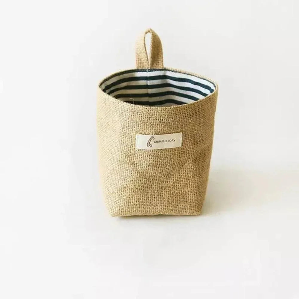 Natural beige jute cotton hanging bag, eco-friendly storage - House of Avana