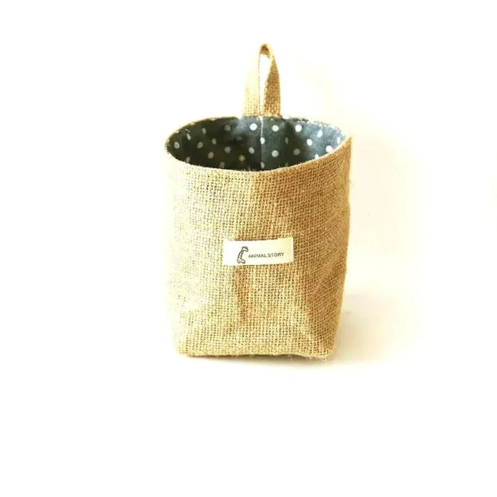 Natural beige jute cotton hanging bag, eco-friendly storage - House of Avana