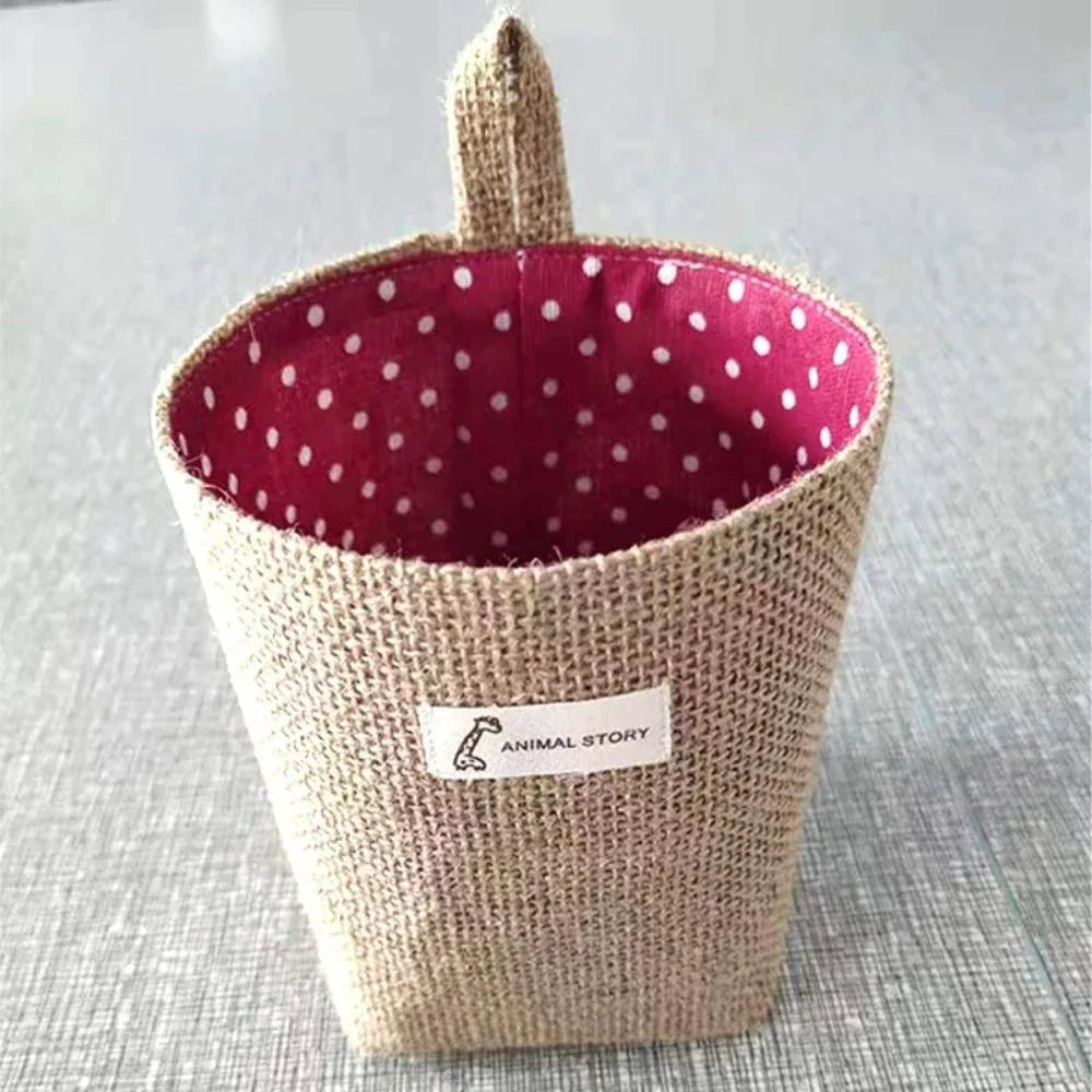 Natural beige jute cotton hanging bag, eco-friendly storage - House of Avana