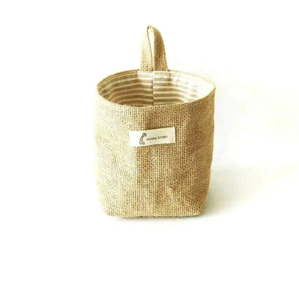 Natural beige jute cotton hanging bag, eco-friendly storage - House of Avana