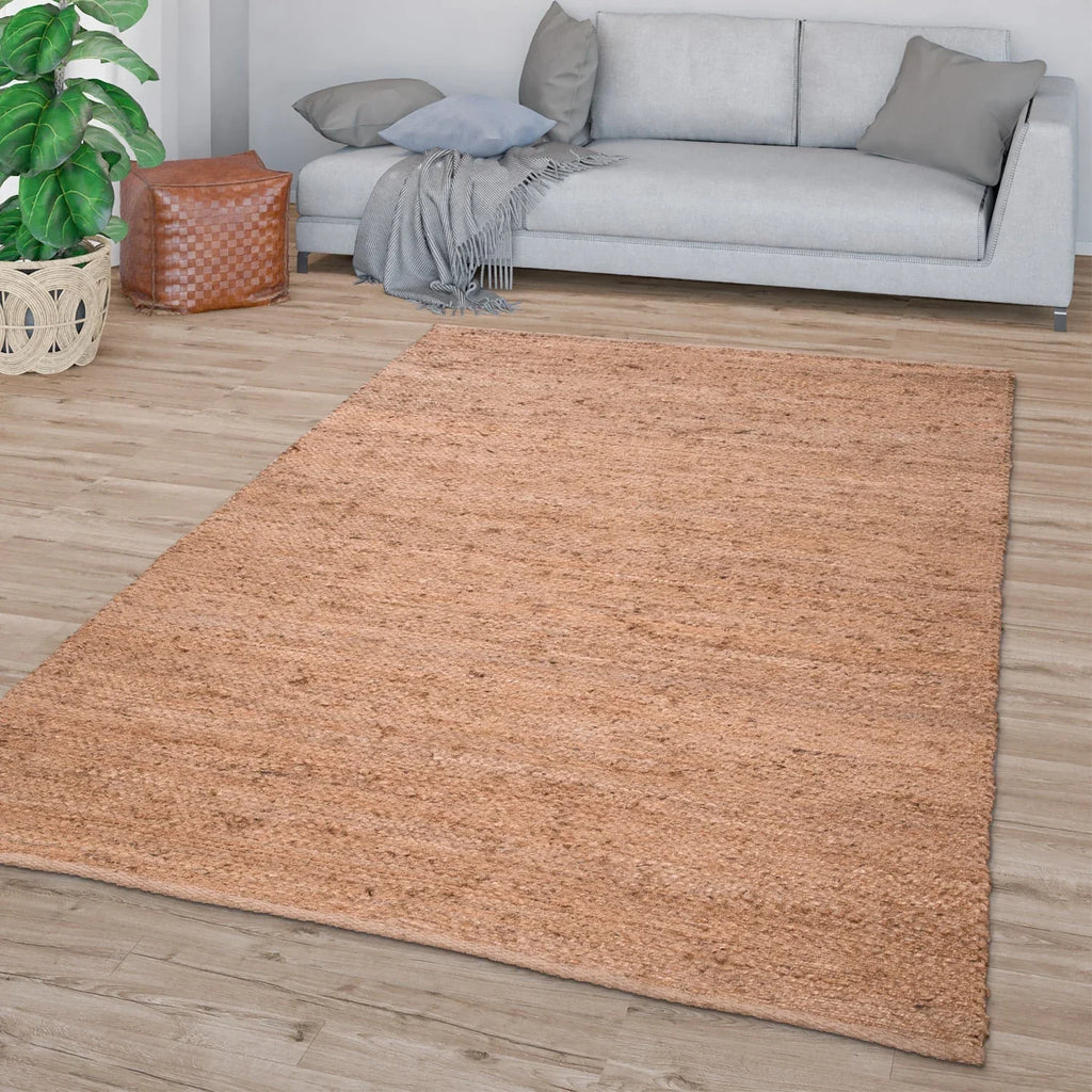 Jute Rug Kaia Hand-Woven with Natural Fibers in Nature Brown RugYourHome