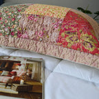 Kasentex 100% Cotton Summer Royal Garden Floral King Size Pillow Sham, Boho Style, Yellow and Pink, Room Decor, Graduation Gifts