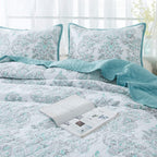 Kasentex 100% Cotton Summer Ultra Soft Floral Design 3 Piece Reversible Bedding Set, Room Decor, Graduation Gifts