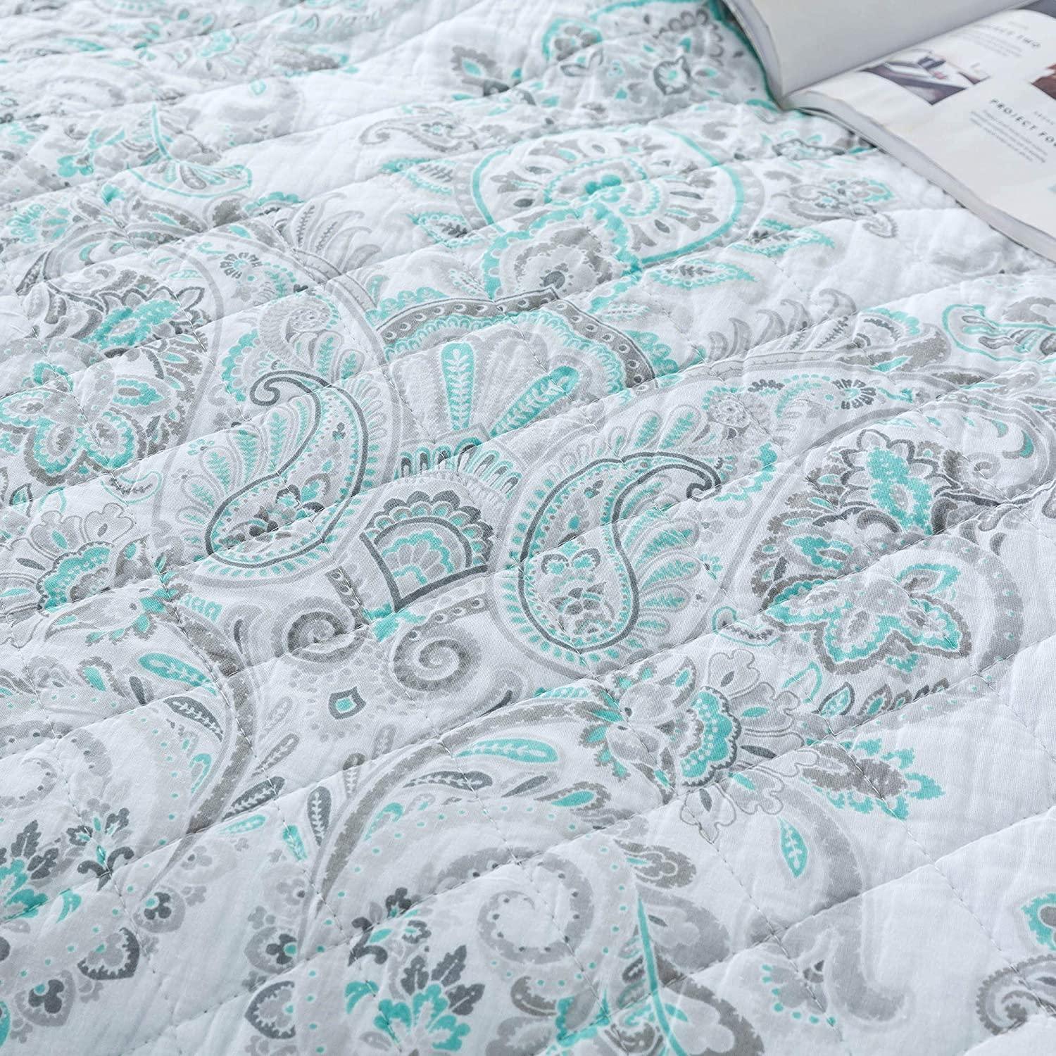 Kasentex 100% Cotton Summer Ultra Soft Floral Design 3 Piece Reversible Bedding Set, Room Decor, Graduation Gifts