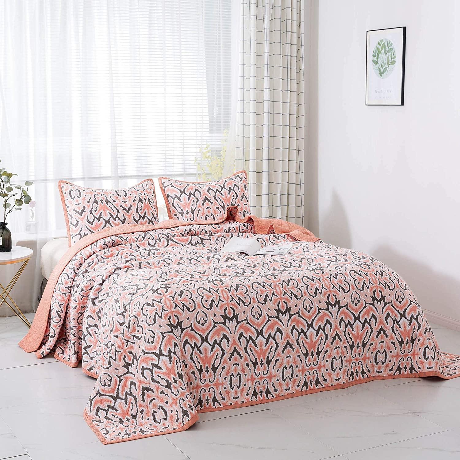 Kasentex 100% Cotton Summer Ultra Soft Floral Design 3 Piece Reversible Bedding Set, Room Decor, Graduation Gifts