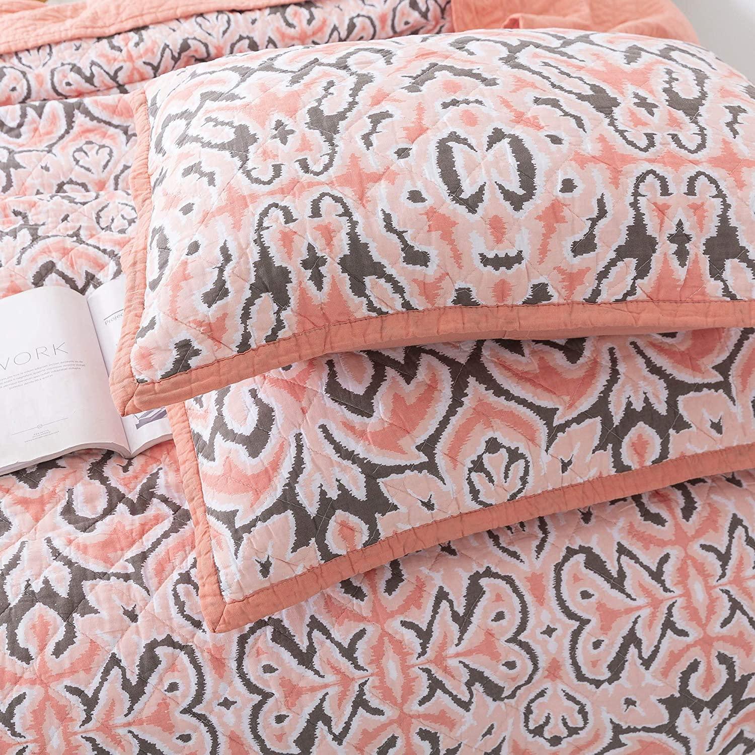 Kasentex 100% Cotton Summer Ultra Soft Floral Design 3 Piece Reversible Bedding Set, Room Decor, Graduation Gifts