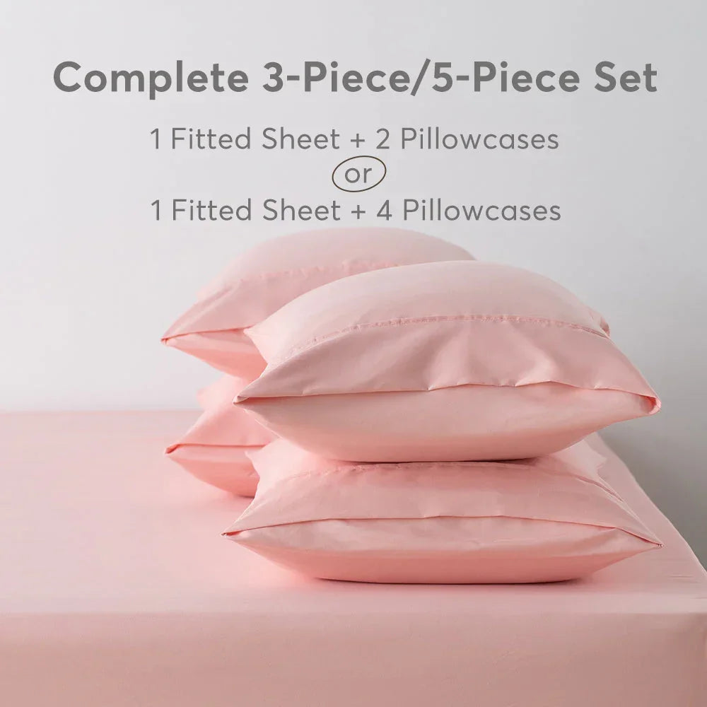 Kasentex Spring All Season Deep Pocket Fitted Sheet Set with Pillowcases, Room Decor, Graduation Gifts