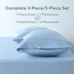Kasentex Spring All Season Deep Pocket Fitted Sheet Set with Pillowcases, Room Decor, Graduation Gifts