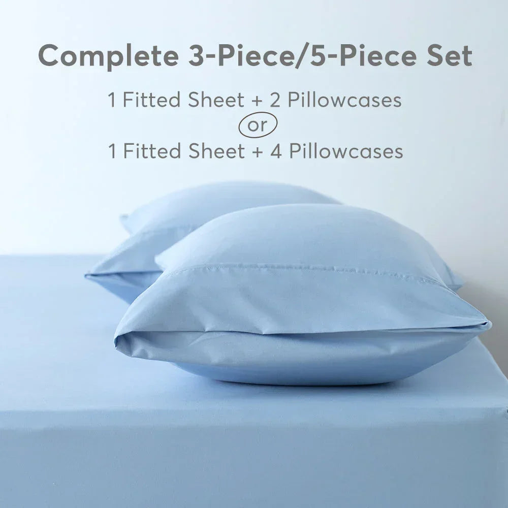 Kasentex Spring All Season Deep Pocket Fitted Sheet Set with Pillowcases, Room Decor, Graduation Gifts