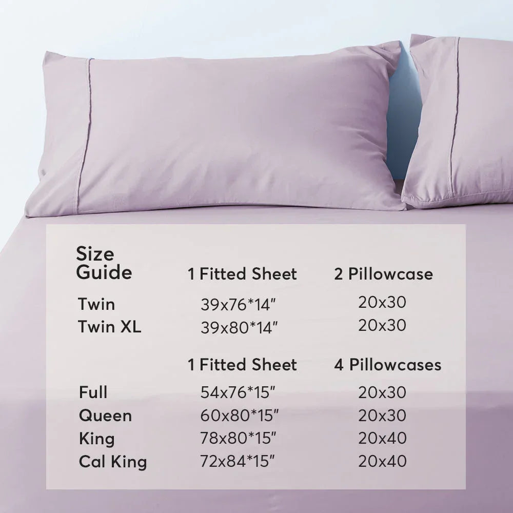 Kasentex Spring All Season Deep Pocket Fitted Sheet Set with Pillowcases, Room Decor, Graduation Gifts