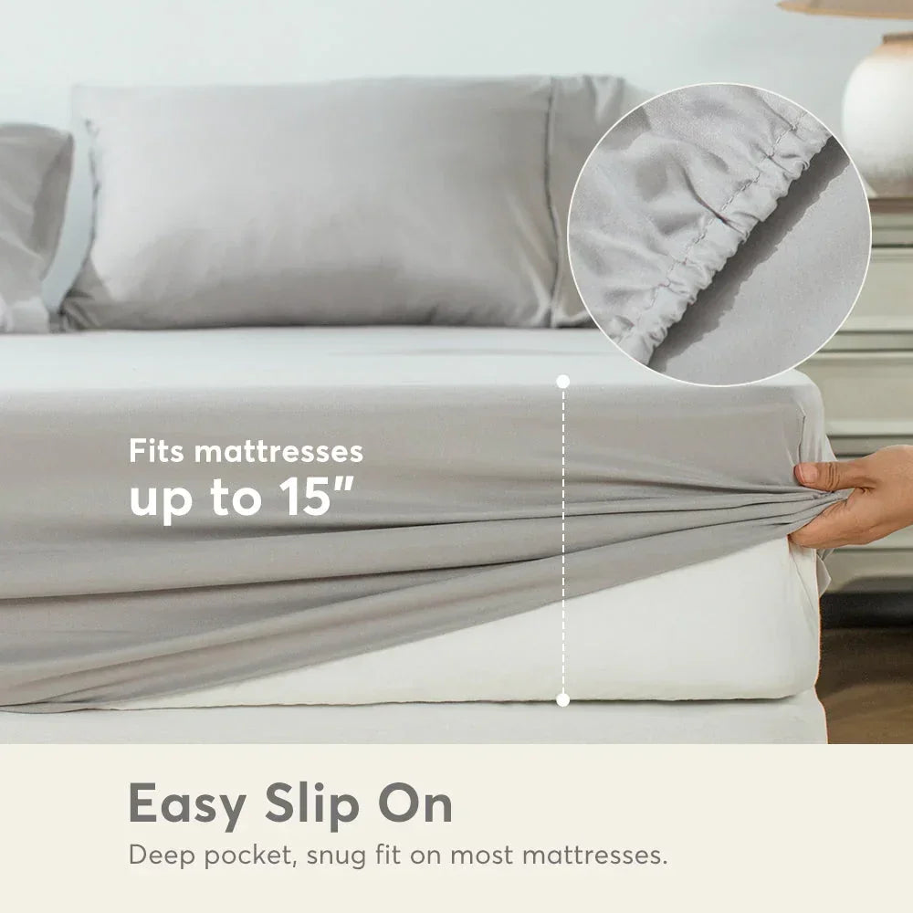 Kasentex Spring All Season Deep Pocket Fitted Sheet Set with Pillowcases, Room Decor, Graduation Gifts