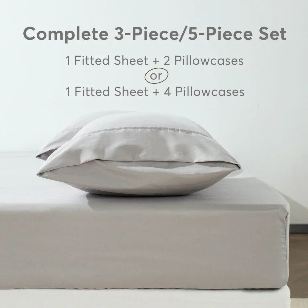 Kasentex Spring All Season Deep Pocket Fitted Sheet Set with Pillowcases, Room Decor, Graduation Gifts