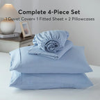 Kasentex Spring Duvet Cover Bedding Set with Duvet Cover, Pillowcase, Fitted Sheet, Hypoallergenic and Breathable, Room Decor, Graduation Gifts